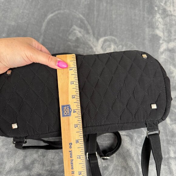 Vera Bradley Black Quilted Back Back Pack  14"x12" Zip Closure - Picture 10 of 10